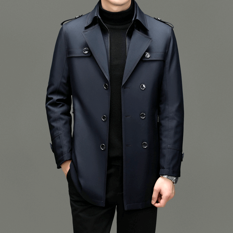 Miles Kingsley | Navy Double-Breasted Trench Coat