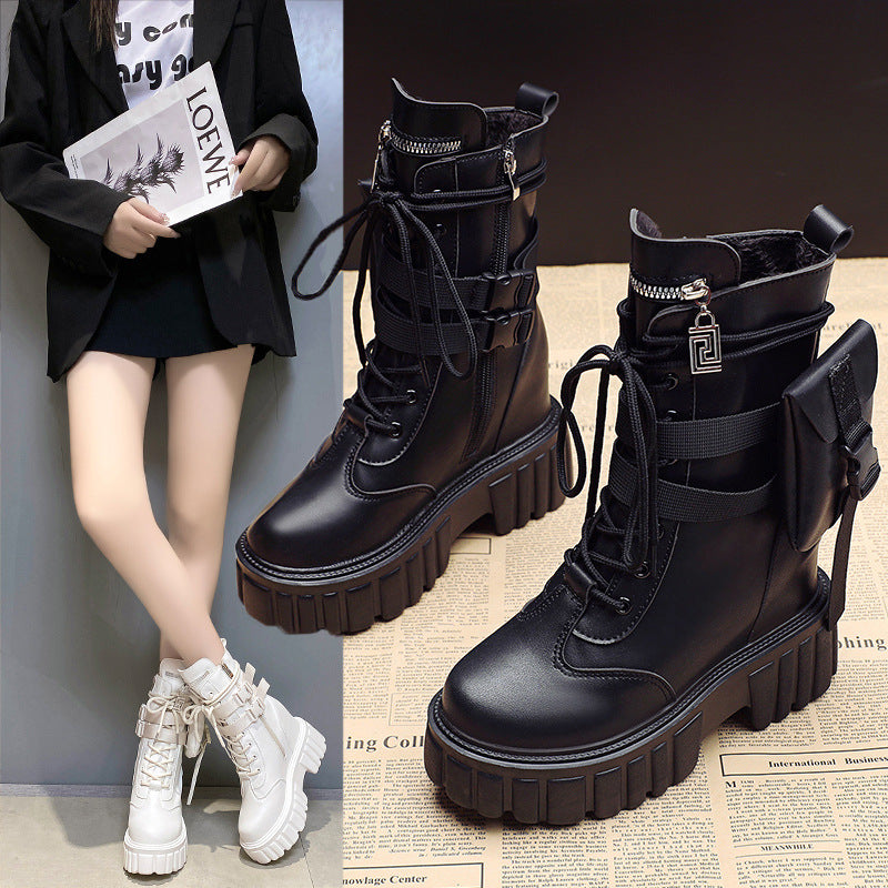 Nadia Winstanley | Lace-Up Platform Mid-Calf Boots