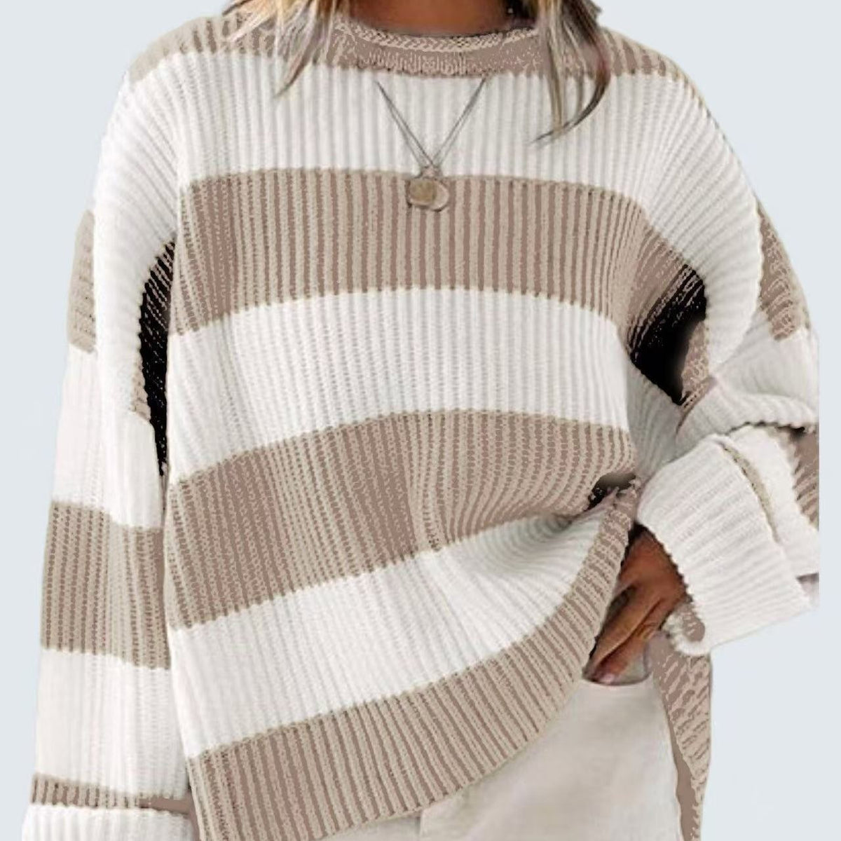 Lily Forsythe | Striped Batwing Sleeve Knit Jumper
