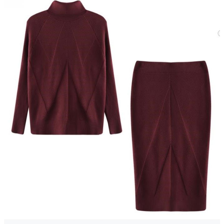 Edith Clarke | Turtleneck Knit Sweater & Midi Skirt Set
