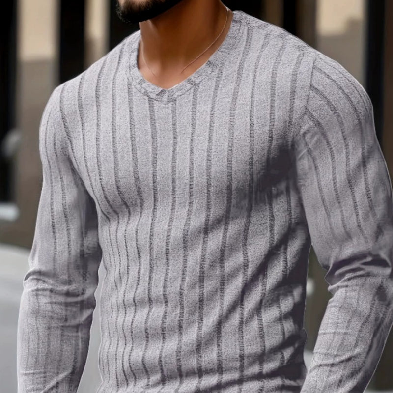 Marcus Fenholt | Ribbed V-Neck Knit Sweater