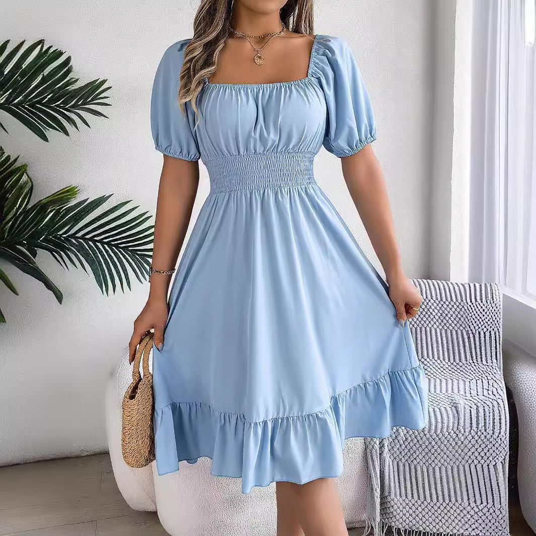Lydia Crane | Square Neck Summer Dress With Puff Sleeves