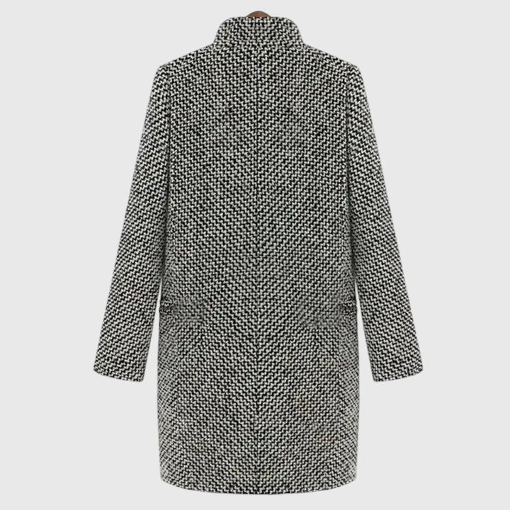 Women's Long Houndstooth Winter Coat