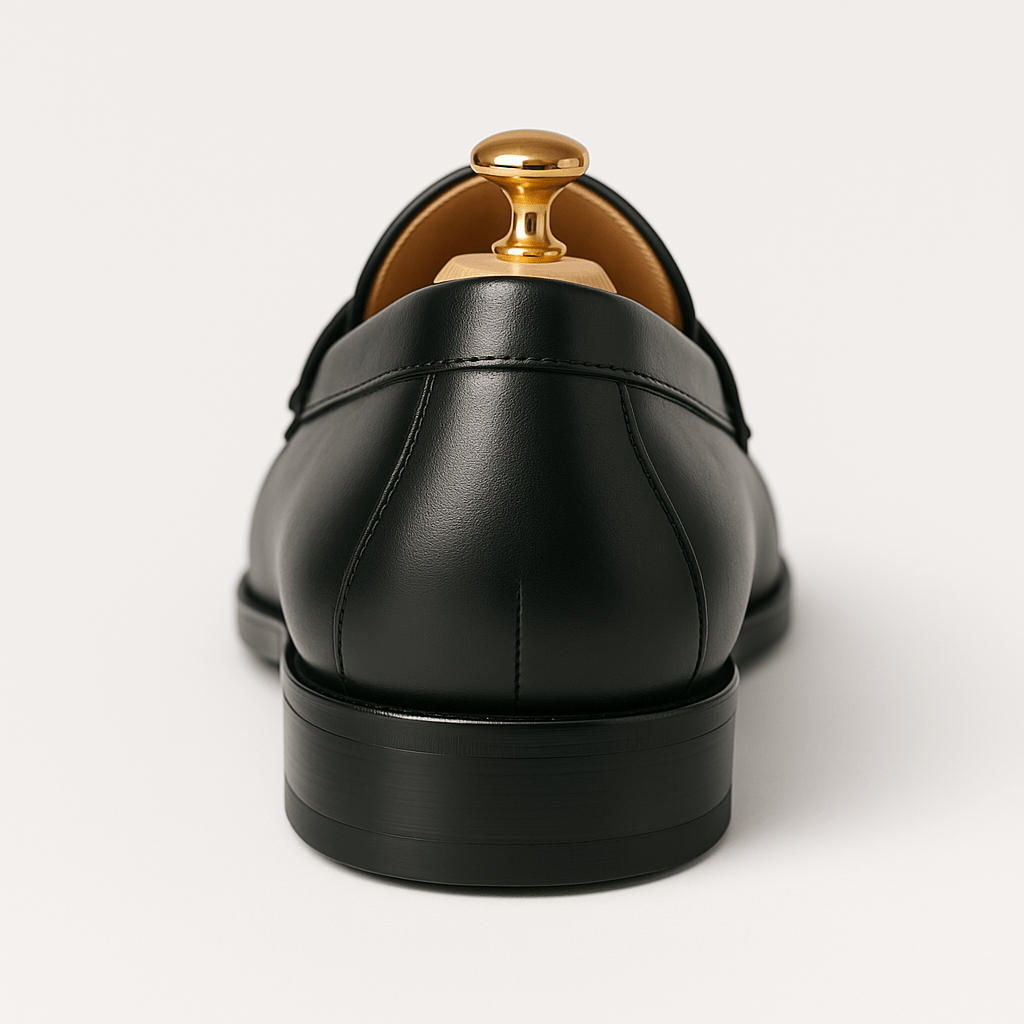 Graham Ellwood | Navy Leather Loafers With Gold Buckle