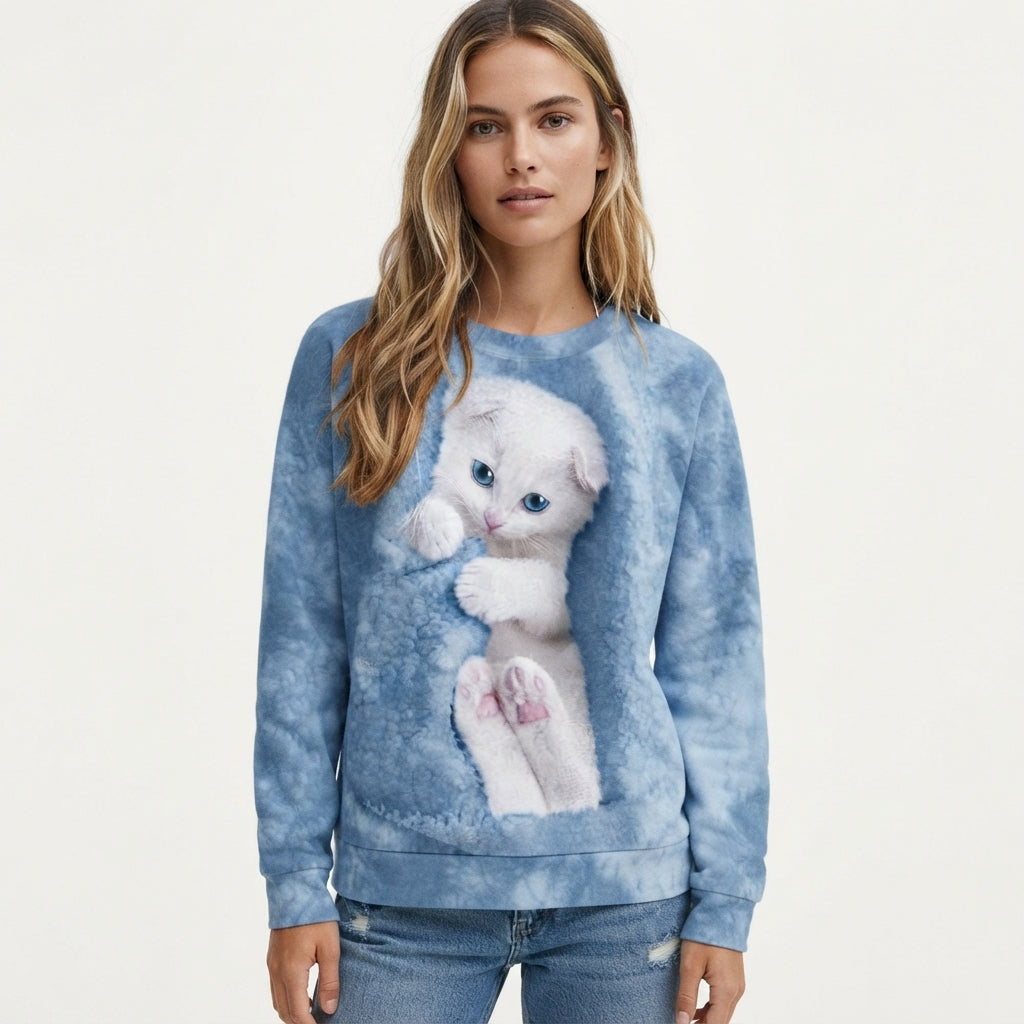 Amelia Faircloth | Cat Print Fleece Sweatshirt