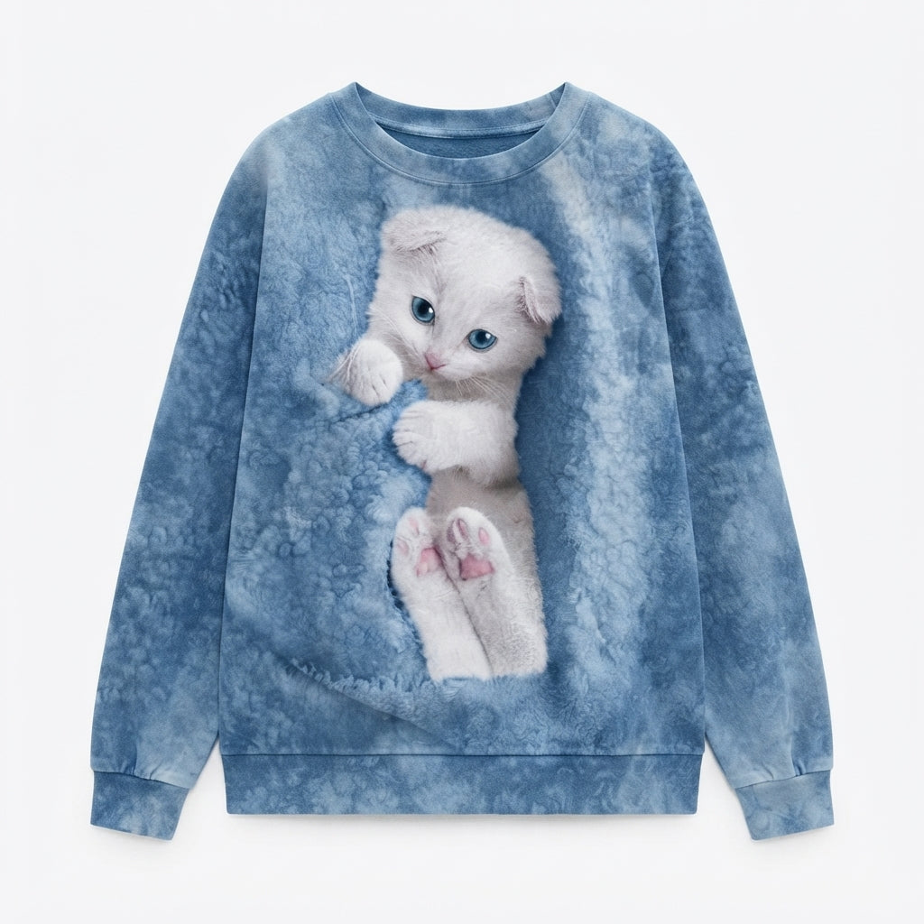 Amelia Faircloth | Cat Print Fleece Sweatshirt