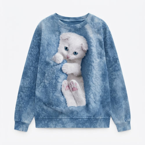 Amelia Faircloth | Cat Print Fleece Sweatshirt