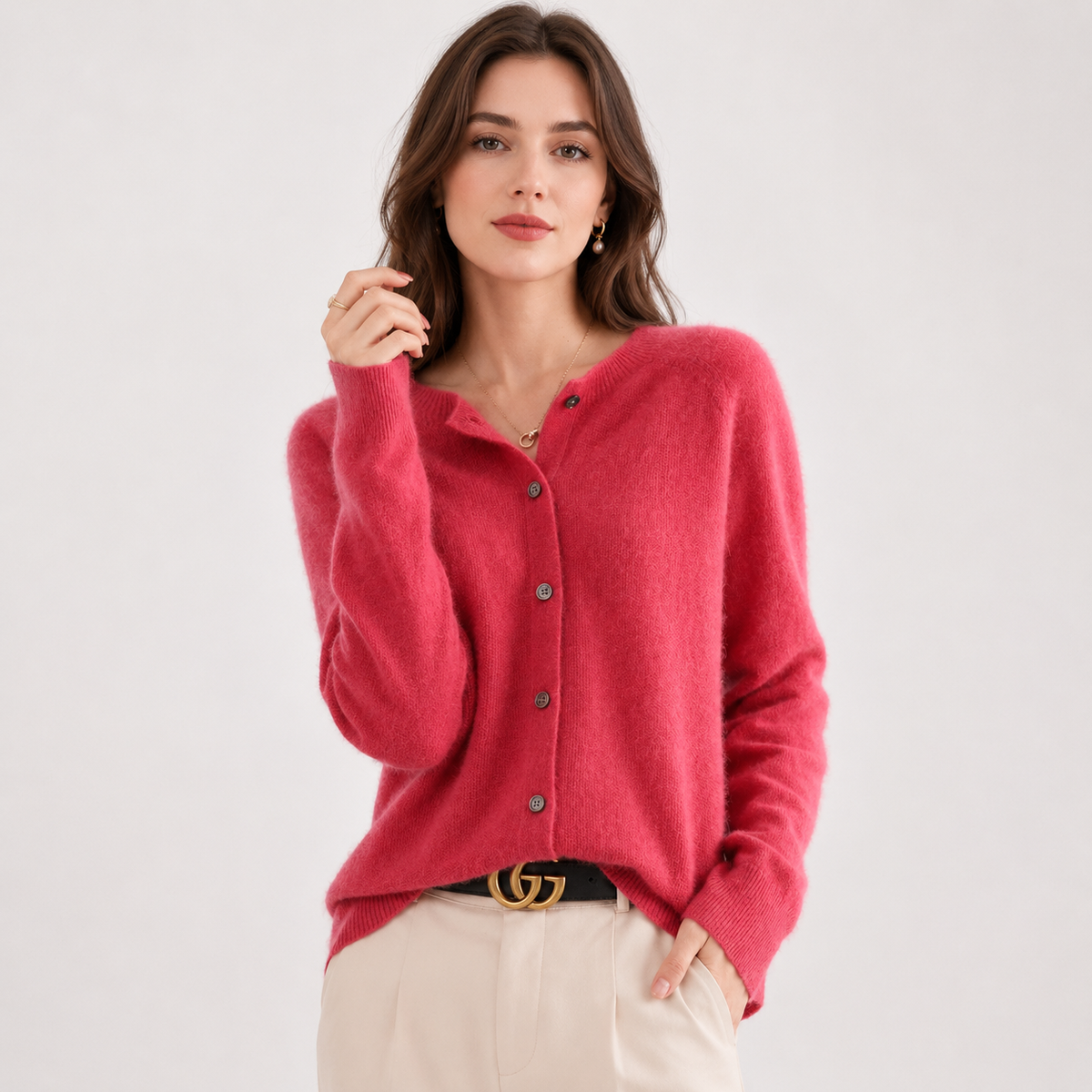 Arabella Hill | Round Neck Button-Down Cardigan