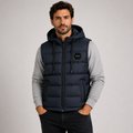 Arthur Davies | Navy Quilted Hooded Gilet For Men