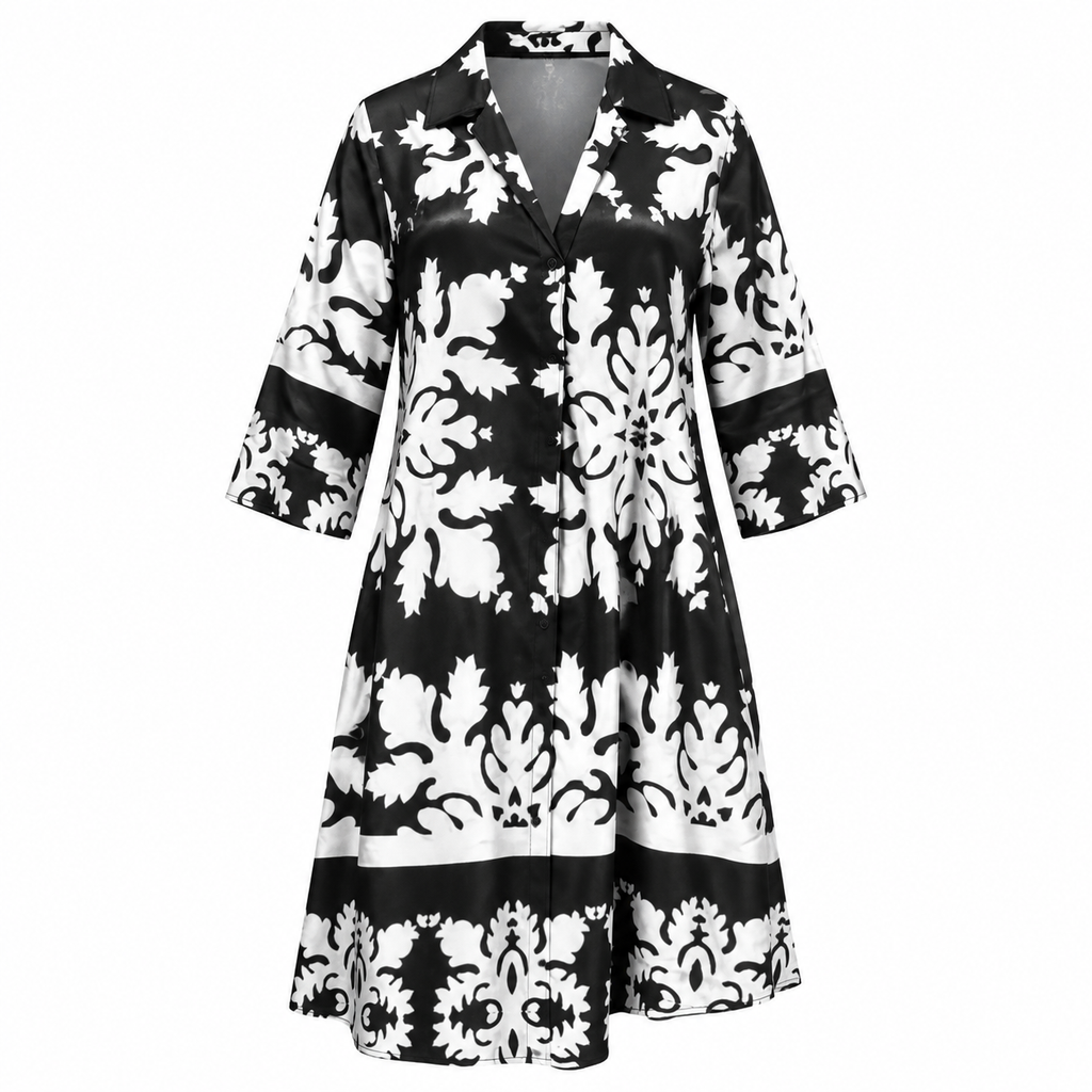 Beatrice Langley | Floral Print Summer Dress with V-Neck