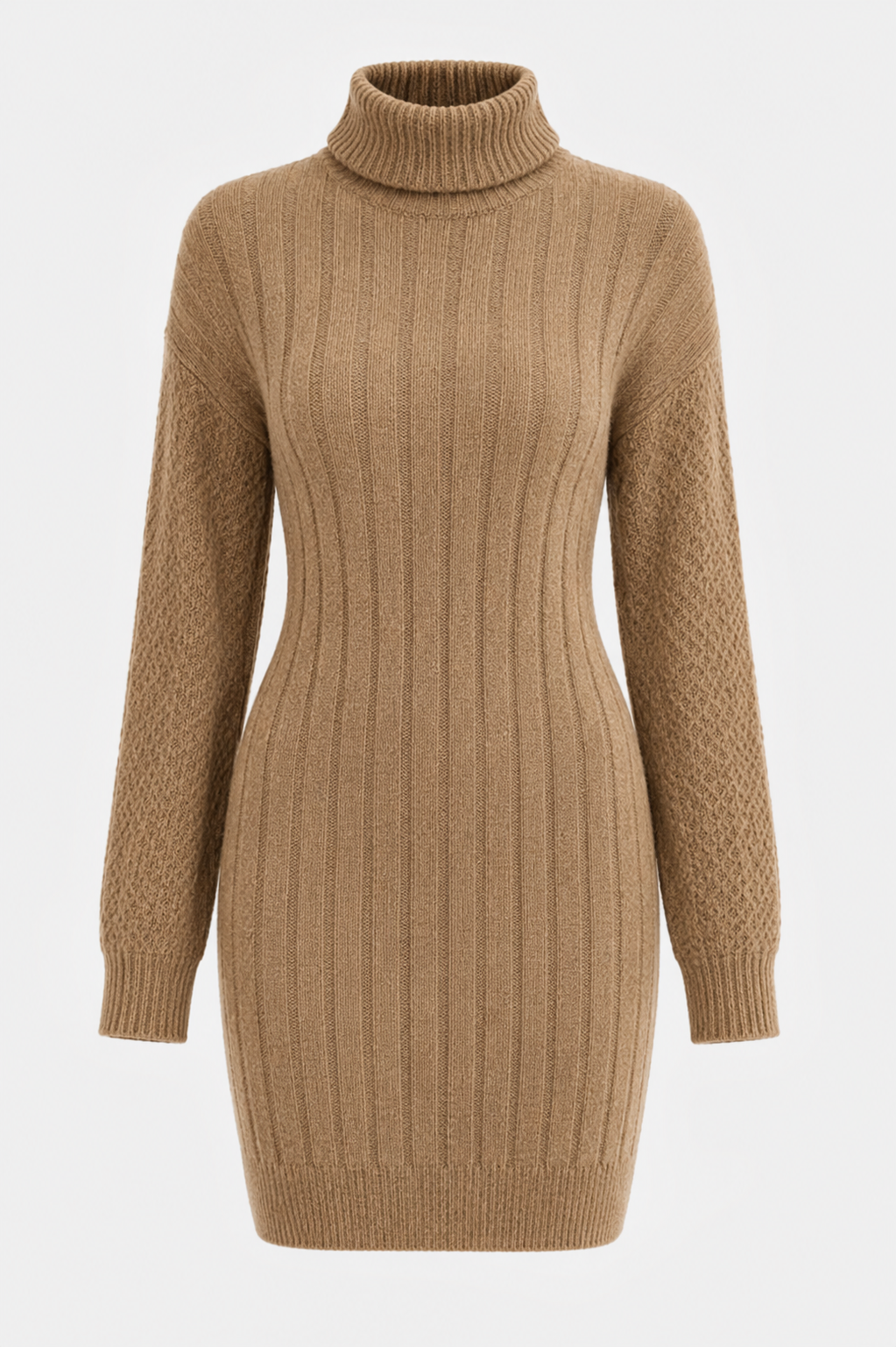 Beatrice Turner | Ribbed High Neck Knitted Mini Dress