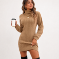 Beatrice Turner | Ribbed High Neck Knitted Mini Dress