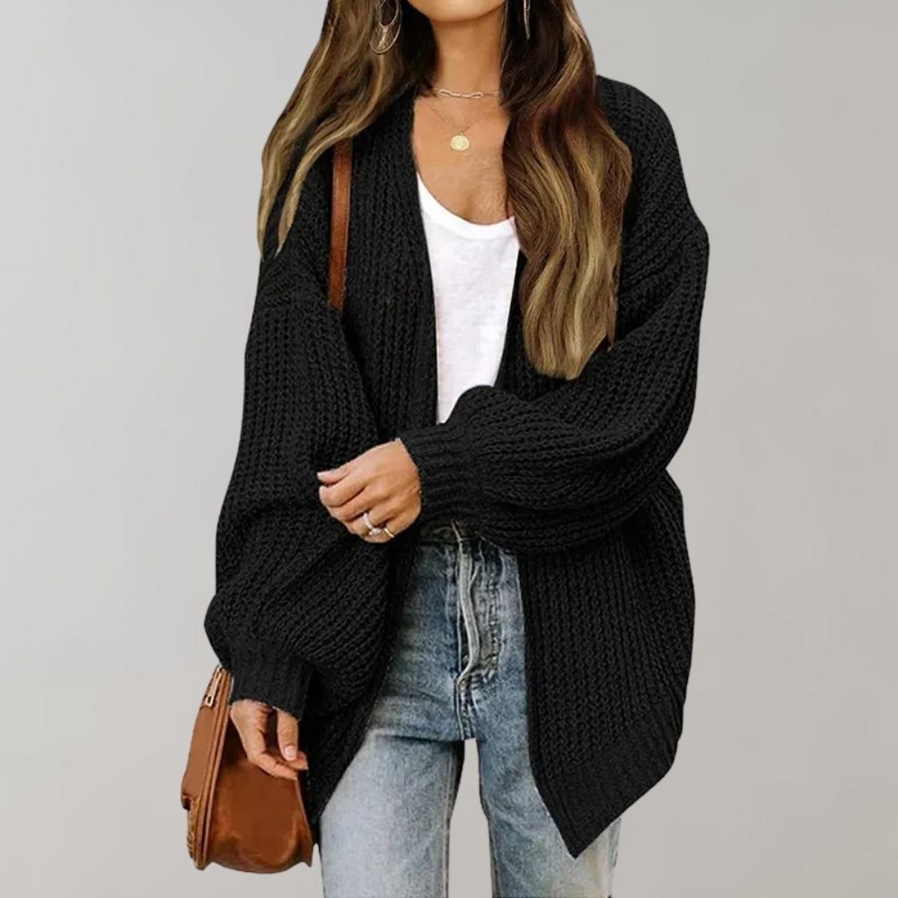 Freya Whitaker | Relaxed Open-Front Chunky Knit Cardigan