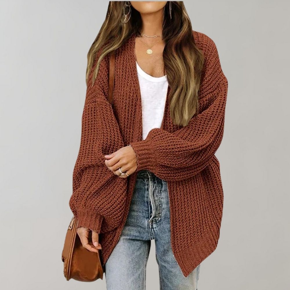 Freya Whitaker | Relaxed Open-Front Chunky Knit Cardigan
