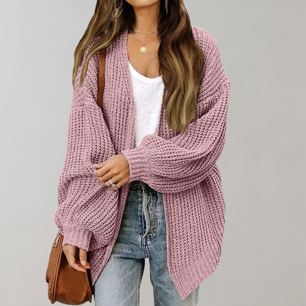 Freya Whitaker | Relaxed Open-Front Chunky Knit Cardigan