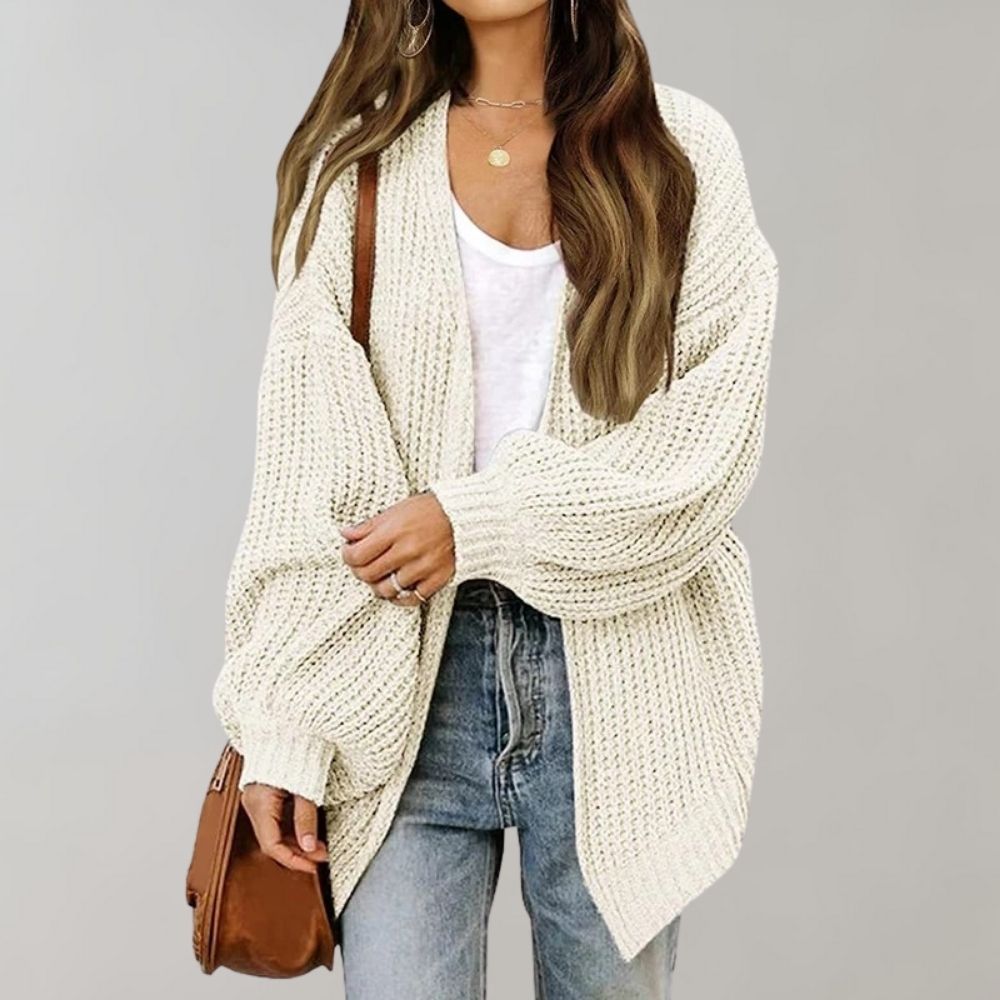 Freya Whitaker | Relaxed Open-Front Chunky Knit Cardigan