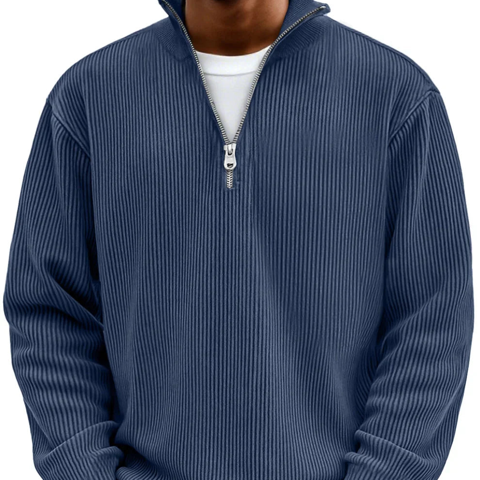 Desmond Hartnell | Ribbed Half-Zip High Neck Jumper