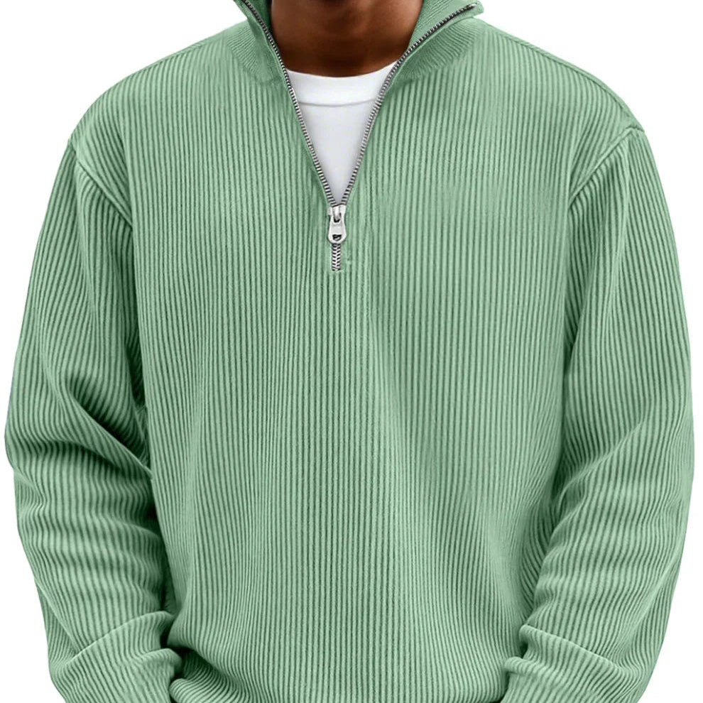 Desmond Hartnell | Ribbed Half-Zip High Neck Jumper
