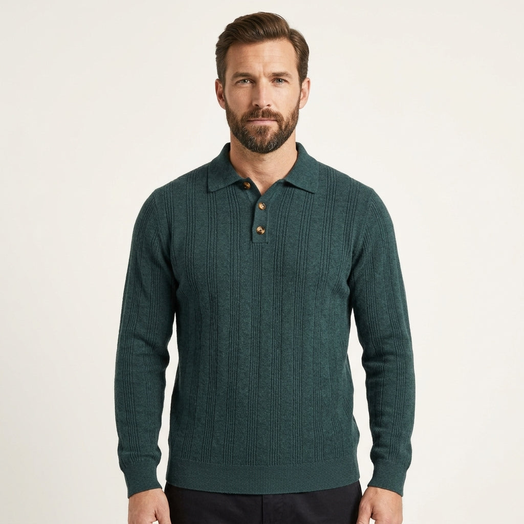 Callum Hartley | Ribbed Knit Sweater With Polo Collar
