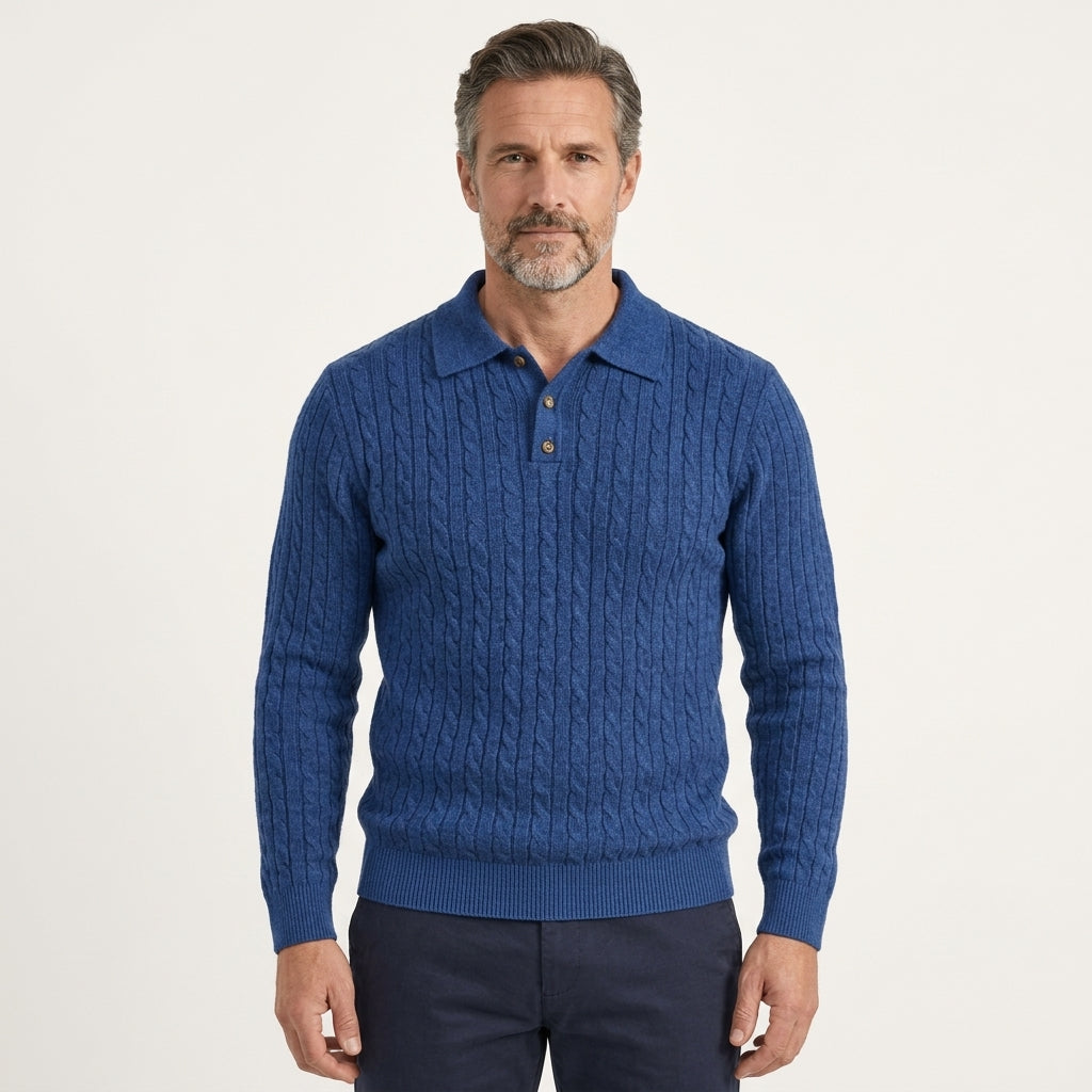 Callum Harwood | Cable-Knit Polo Sweater For Men