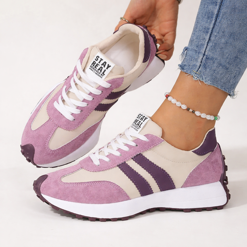 Cushioned Platform Trainers with Non-Slip Sole