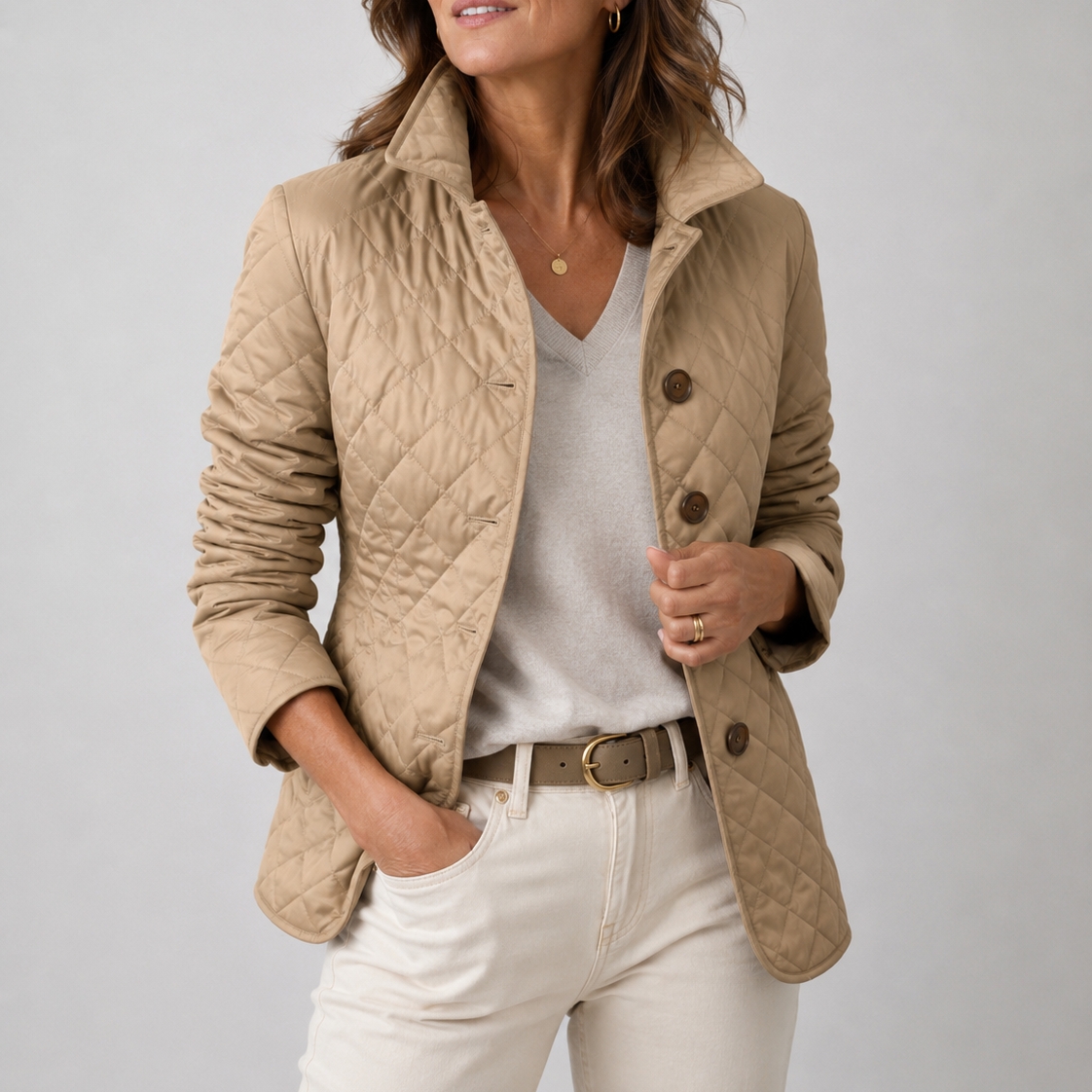 Women's Lightweight Diamond Quilted Button-Front Jacket