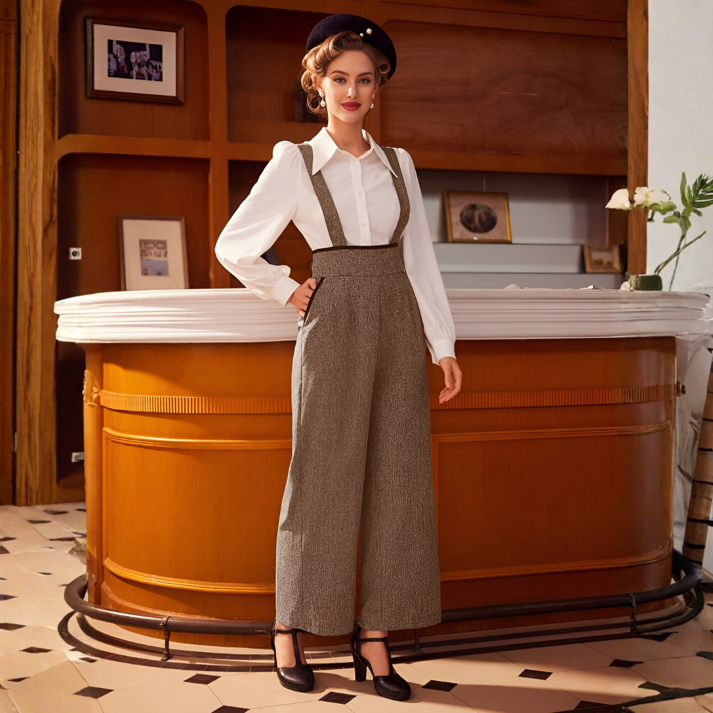 Nadia Thorne | Vintage Wide-Leg Jumpsuit With Suspender Straps
