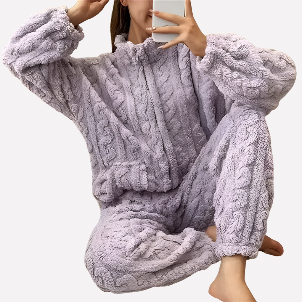 Millicent Harrison | Zip-Front Fleece Pajama Set For Women