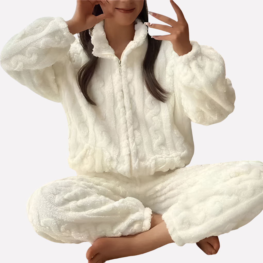 Millicent Harrison | Zip-Front Fleece Pajama Set For Women