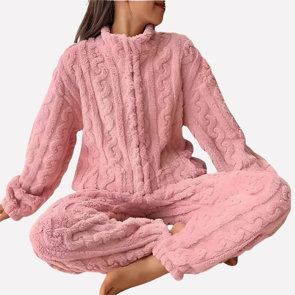 Millicent Harrison | Zip-Front Fleece Pajama Set For Women