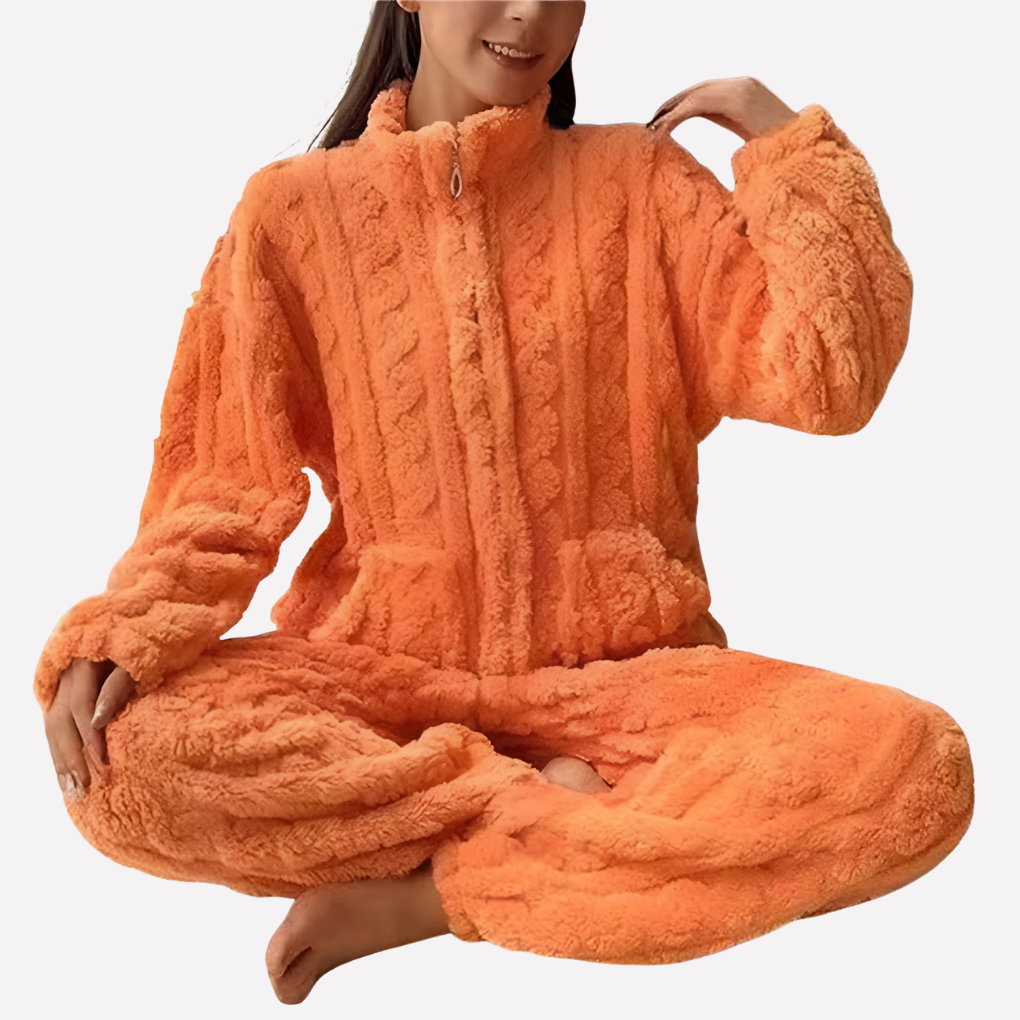 Millicent Harrison | Zip-Front Fleece Pajama Set For Women
