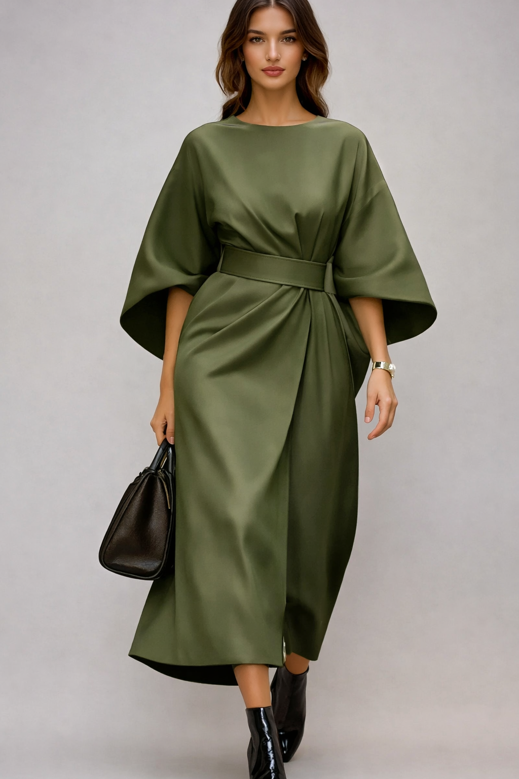 Charlotte Bellini | Elegant Belted Midi Dress For Women