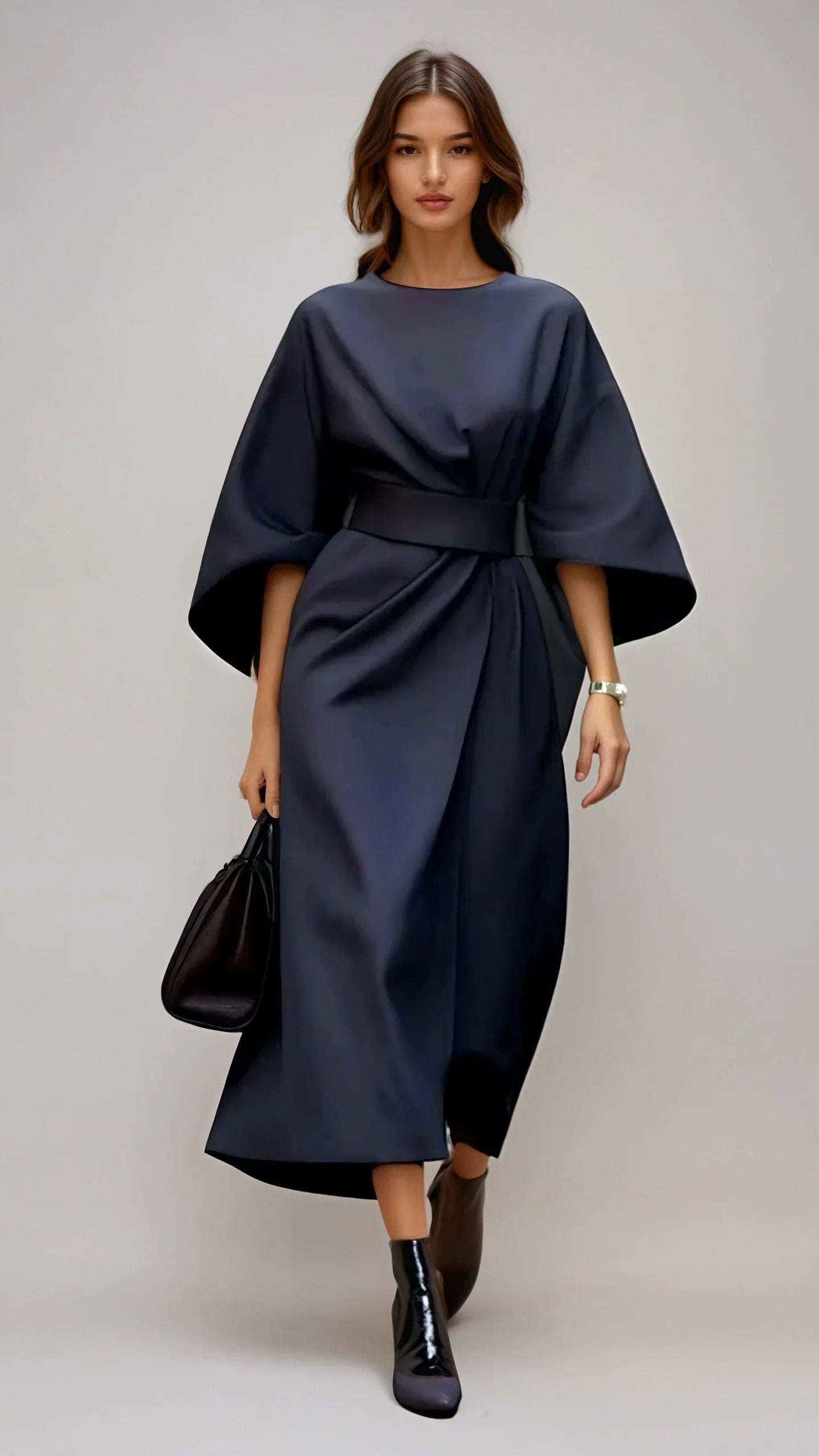Charlotte Bellini | Elegant Belted Midi Dress For Women