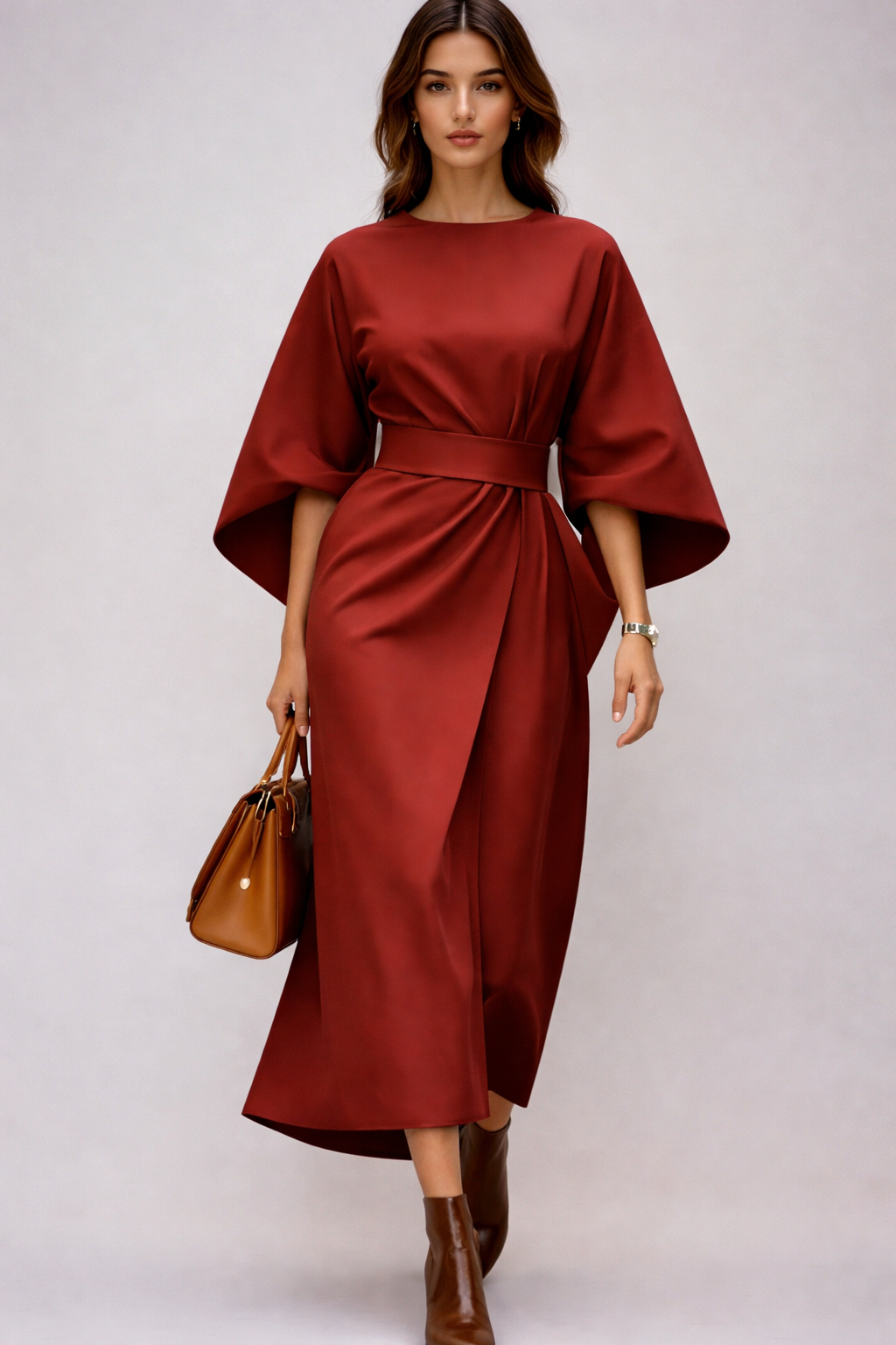 Charlotte Bellini | Elegant Belted Midi Dress For Women