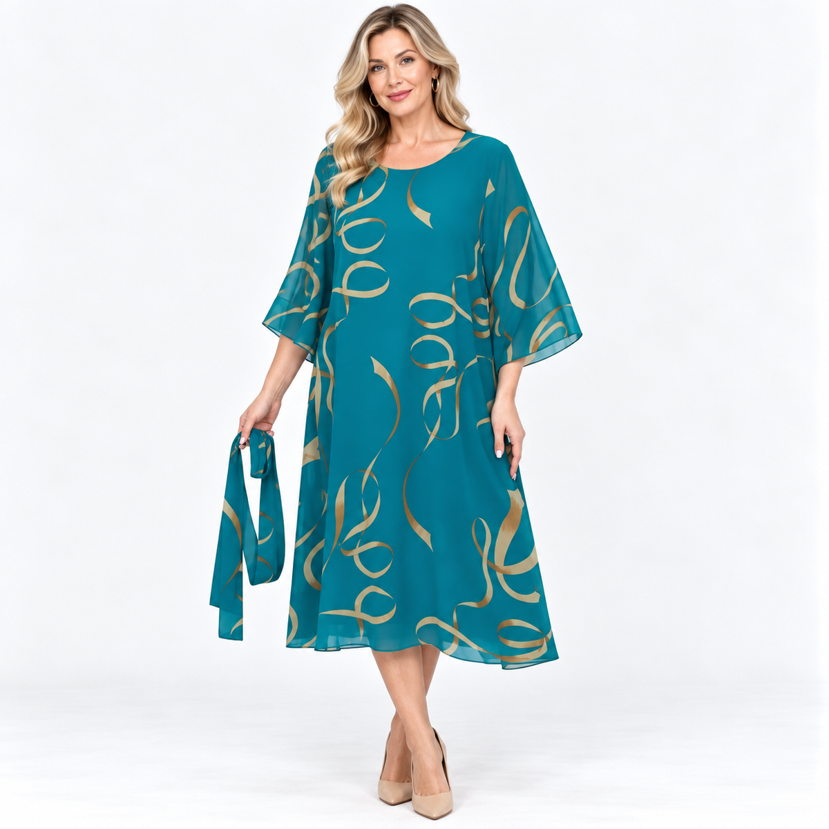 Georgina Pemberton | Ribbon Print Cocktail Dress With Tie Detail