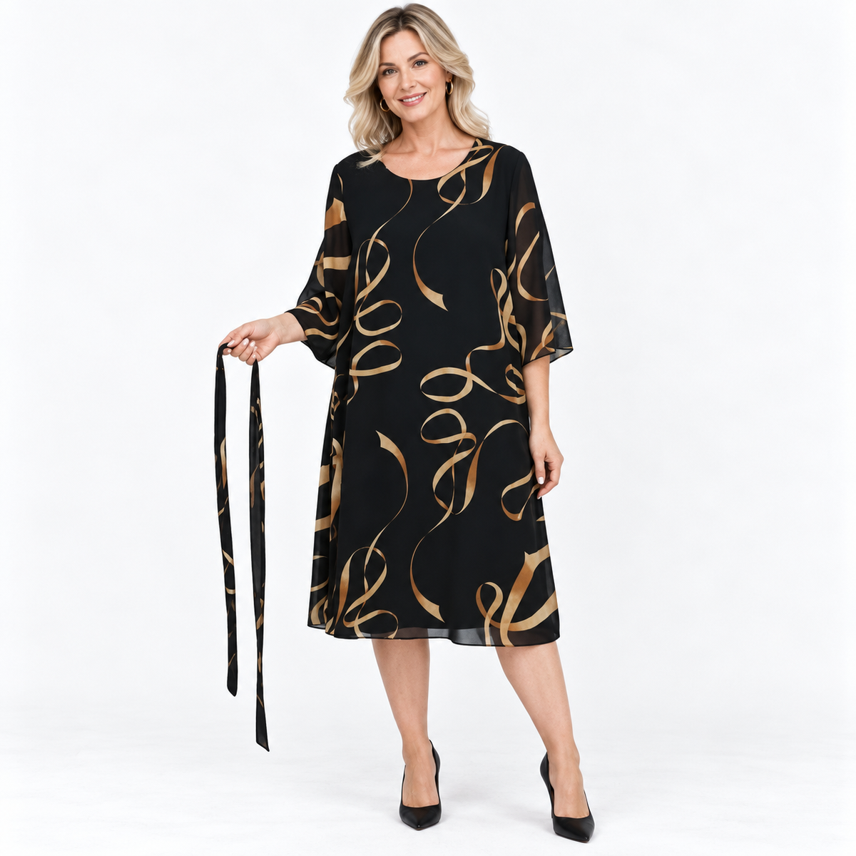 Georgina Pemberton | Ribbon Print Cocktail Dress With Tie Detail