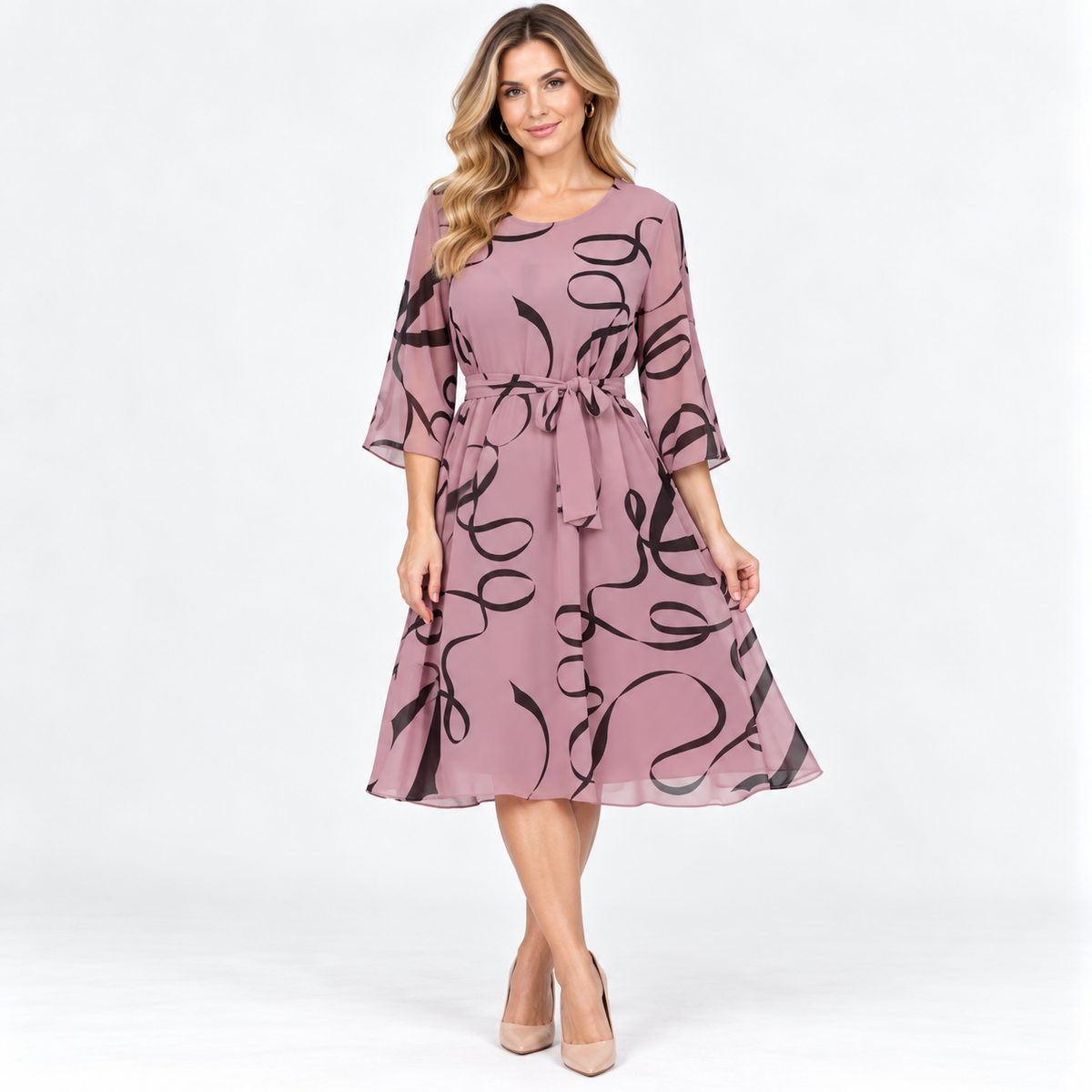 Georgina Pemberton | Ribbon Print Cocktail Dress With Tie Detail