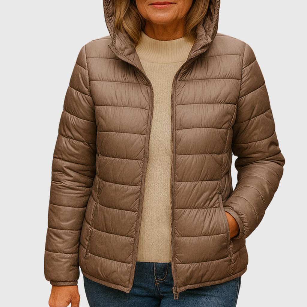 Lightweight Hooded Quilted Puffer Jacket with Front Zip