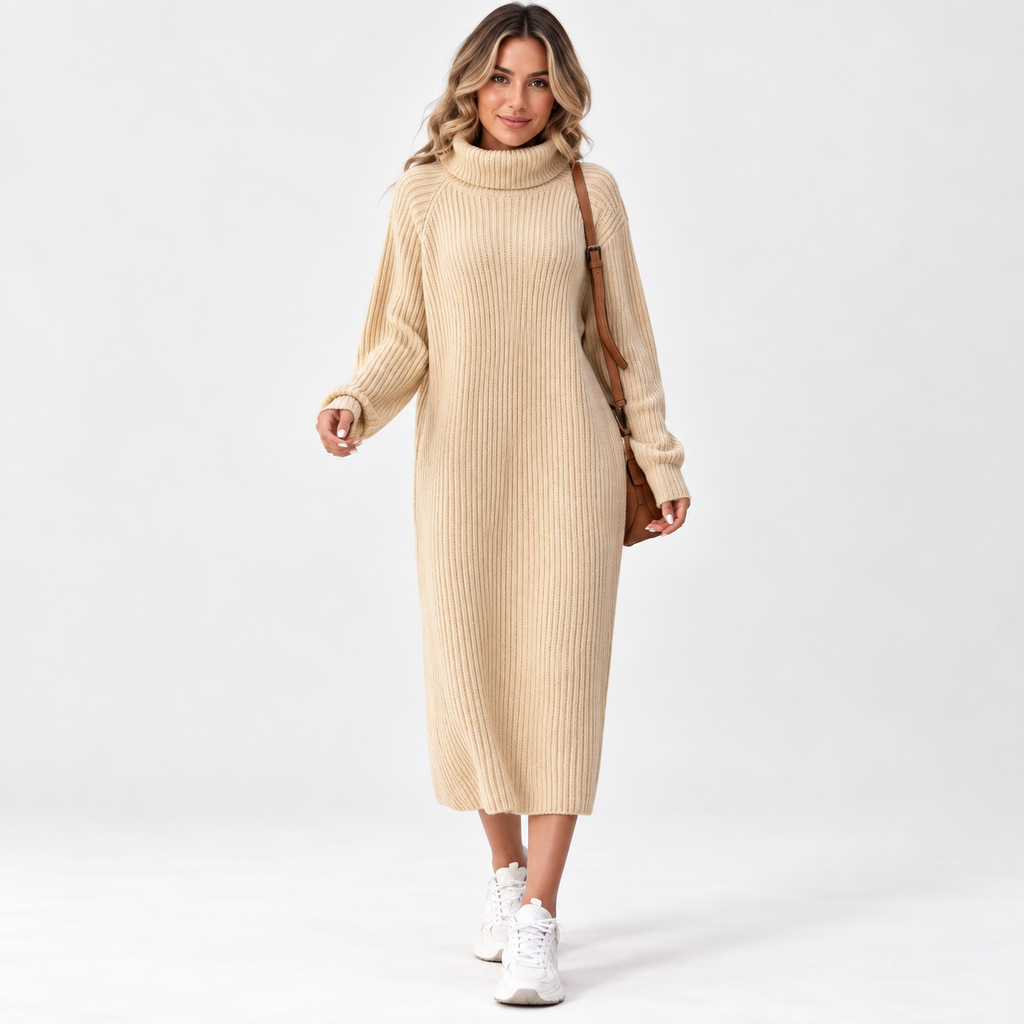 Cressida Lockhart | Ribbed Turtleneck Midi Dress