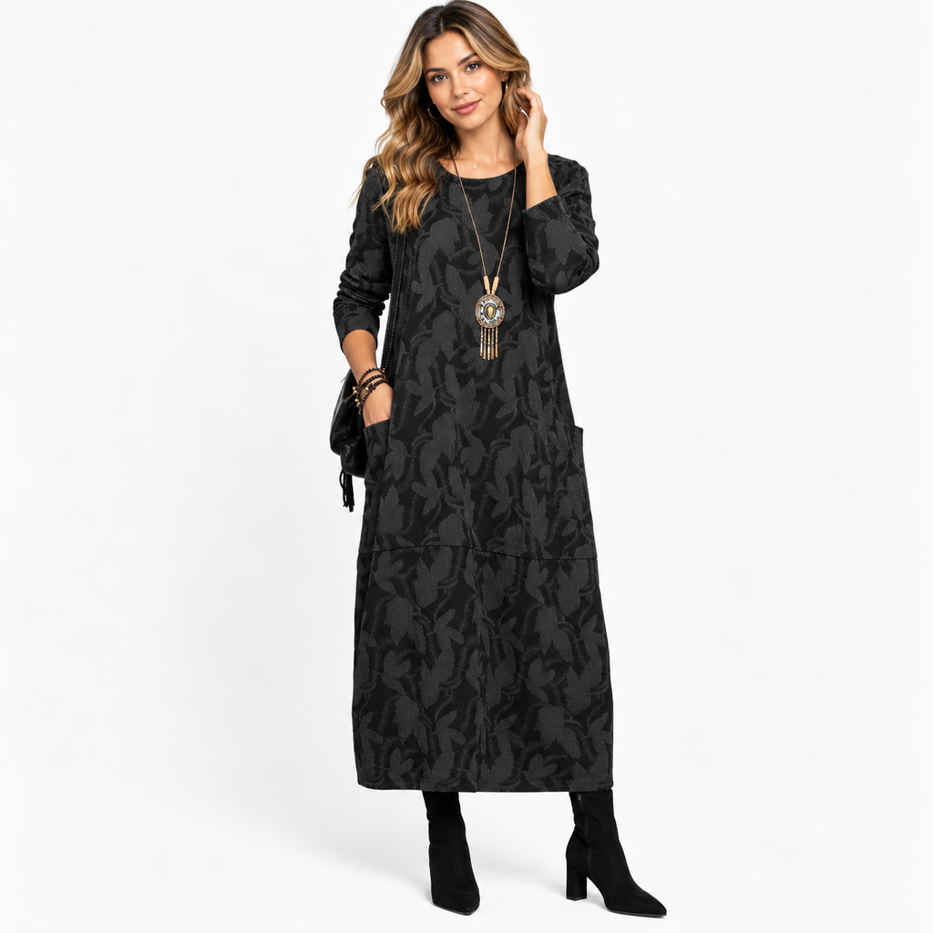 Cressida Marlowe | Leaf Print Midi Dress With Pockets