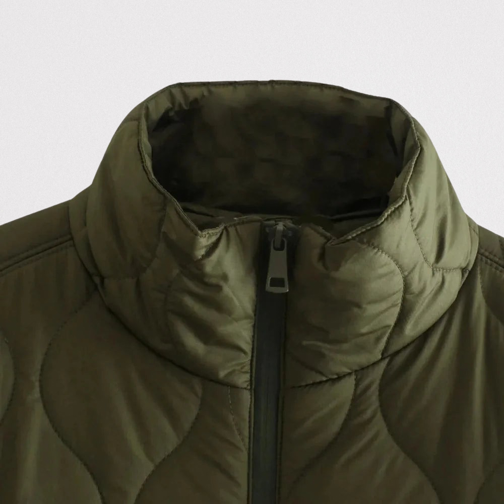 Edith Marlow | Quilted Olive Cape Coat