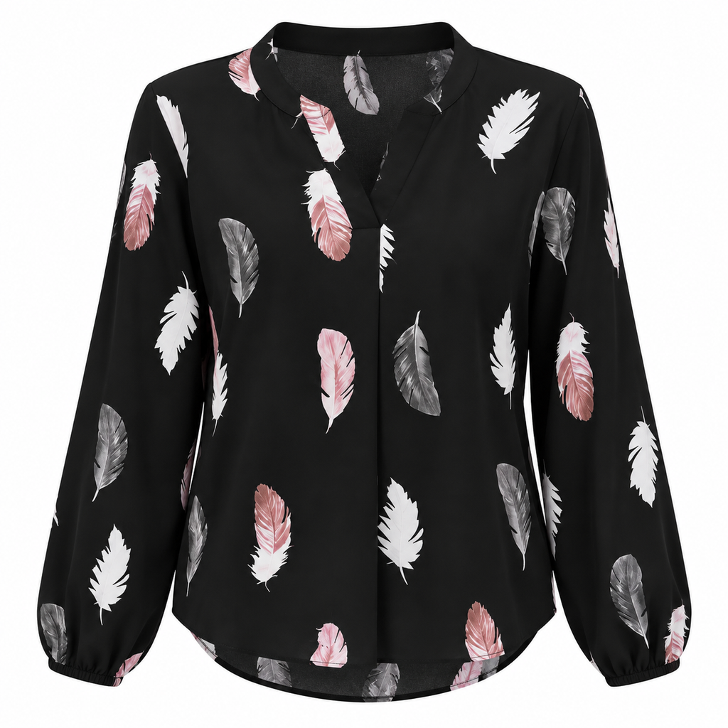 Daisy Fairweather | Feather Print Blouse With Billowed Sleeves