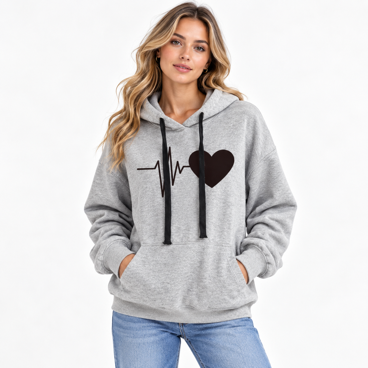 Daisy Prescott | Heart Print Burgundy Hoodie