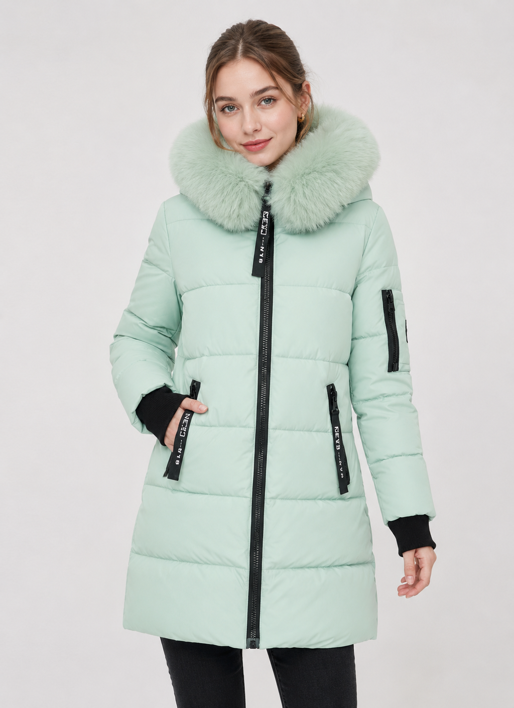 Diana Thomas | Mid-Length Faux Fur Hood Puffer Coat