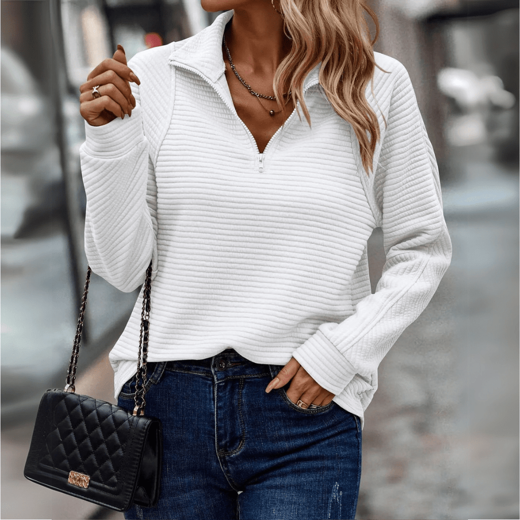 Bethany Marlow | Ribbed Half-Zip Pullover For Women