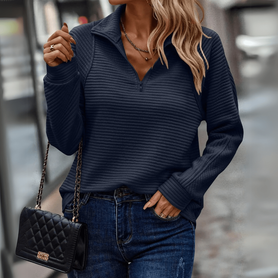 Bethany Marlow | Ribbed Half-Zip Pullover For Women