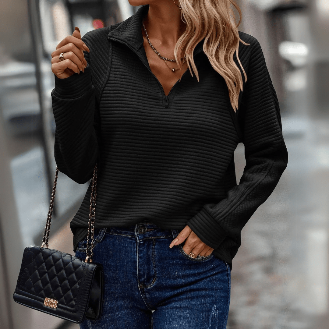 Bethany Marlow | Ribbed Half-Zip Pullover For Women