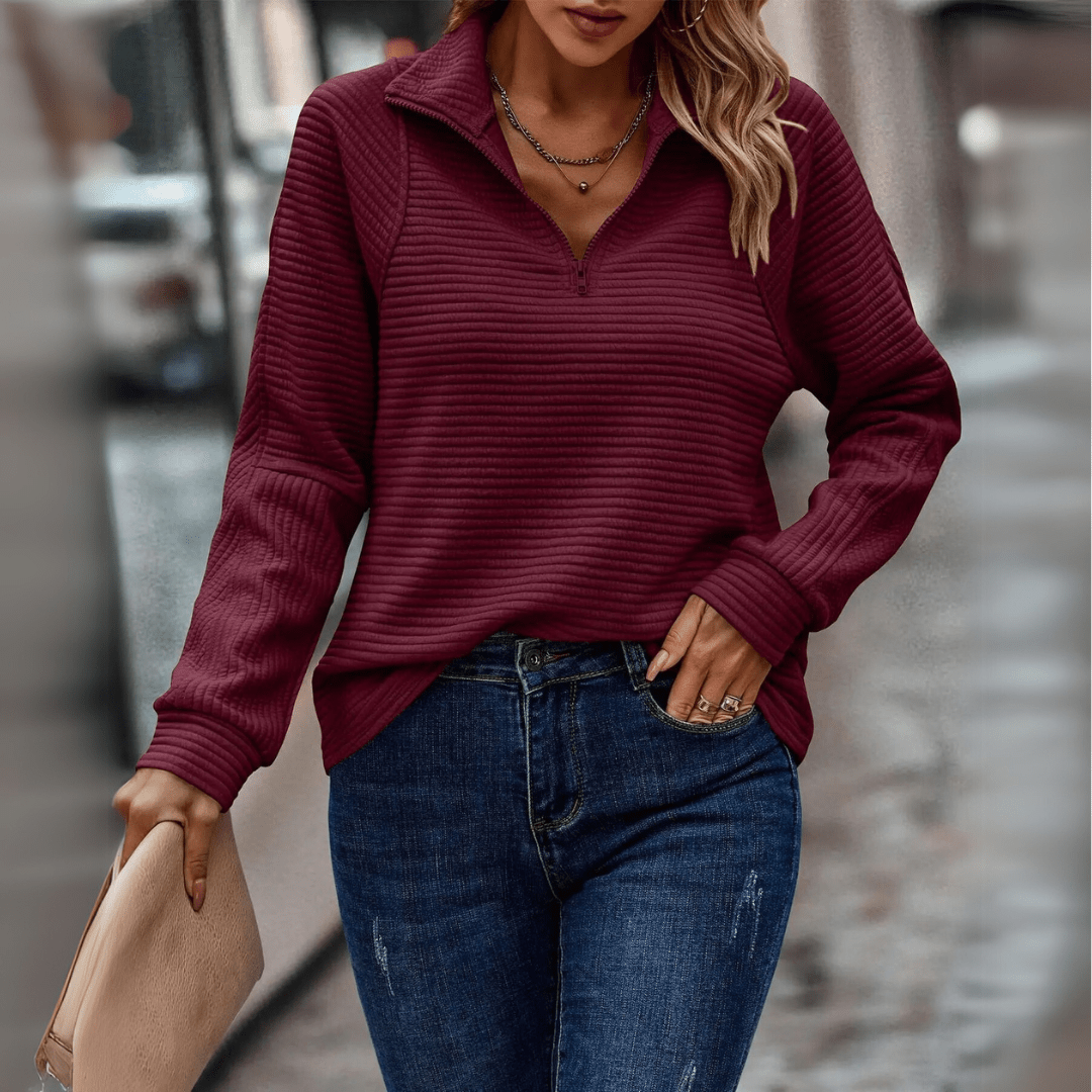 Bethany Marlow | Ribbed Half-Zip Pullover For Women