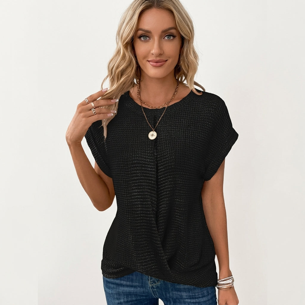 Imogen Sinclair | Waffle-Knit Blouse with Twist Front