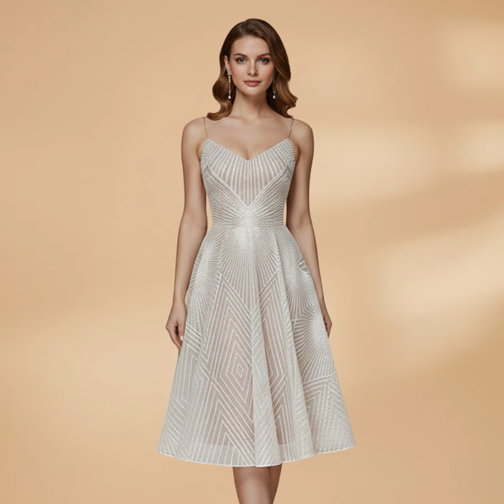 Eloise Fairweather | Red Textured Cocktail Dress With Open Back